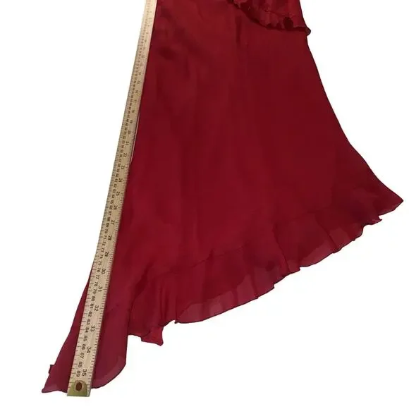 Vtg 90s Y2K City Triangles Red Asymmetrical Ruffle Dress Whimsigoth Fairy 11 - Picture 8 of 10